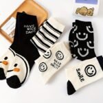5 Pairs Of Black Joyful Face Women'S Socks - Image 9