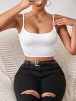 Crop Spaghetti Strap Top, Versatile Backless Cami Top For Summer, Women'S Clothing - Image 3