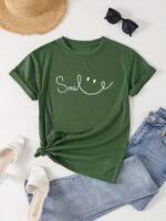 Letter Print Crew Neck T-Shirt, Casual Short Sleeve Top For Spring & Summer, Women'S Clothing - Image 2