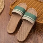 Women'S Linen Slip-On Slippers With Striped Design - Breathable All-Season Indoor House Shoes, Soft Fabric Upper & Eva Sole For Comfort, Casual Home Footwear, Slippers Indoor, Comfortable House Shoes, Woven Texture, Flexible Construction, Relaxation Wear - Image 4