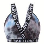 Women'S Plus Size Cross Strap Tie-Dye Bralette - Stretchy Polyester/Elastane Blend, No Padding, Mid-Rise Elegant Design For Everyday & Special Occasions