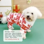 1Pc Pet Christmas Reindeer Graphic Pajamas Hooded Jumpsuit For Puppy, Toy And Small Dog For Stocking Stuffers - Image 8