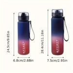 1Pc, 21.98Oz/33.81Oz Gradient Sports Fitness Travel Water Bottle, Portable Drink Cup, Tea Mug, Durable Pc Material, Uncharged, Flip Top, Ideal For Men & Women, Perfect For Summer & Fall, Great Gift For Students, Birthday, Valentine'S, Christmas - Image 18