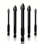 5Pcs High-Efficiency Universal Drilling Tool, Hexagonal Shank Cross Reaming Triangular Drill Bit, Glass Ceramic Woodworking Electric Tool, Hard Alloy Accessory, Cross Spear Head Drill Bit 3/4/5/6/8Mm - Image 10