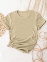 Women'S Casual Solid Color Crew Neck Short Sleeve T-Shirt - Soft Breathable Fabric, Machine Washable, Versatile Everyday Top For Spring & Summer, Ladies T Shirts, Simple Design Tee, Smooth Texture Shirt, Summer Outfit, Comfortable Tee, Basic Tee, Summer Clothing - Image 2