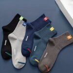 5 Pairs Of Men'S Sweat-Absorbing And Breathable Mid-Calf Sports Socks, Spring And Autumn Business Versatile Trendy Socks, Sp Style Mid-Calf 5 Pairs Pack - Image 2