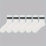 6 Pairs Men'S Thick Mid-Calf Socks - Soft Warm Winter Crew Socks With Black Stripes, Solid Color Casual Dress Socks For Autumn & Winter, Hand Wash Only, Comfortable Sock Design - Image 9