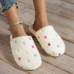 Fashionable Colorful Polka Dot Women'S Indoor Plush Slippers, Elegant Lightweight Unisex Couple'S Model With Tpr Sole Material, Washable - Suitable For Home, Vacation, Party, Wedding Mother'S Day Gift Slippers - Image 3