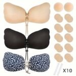 Invisible Stick-On Lift Bra, Strapless Strappy Push Up Self-Adhesive Bra, Women'S Lingerie Accessories Sticky Bra,Strapless Sticky Bra Open Back Bra Invisible Bra Silicone Nipple Cover Women'S Push Up Bra - Image 9