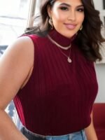 Bestie Solid Color Versatile Sleeveless Base Layer T-Shirt For Women Plus Size Curves - Image 10