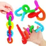 12-Pack Multicolor Sensory Tube Toys, Plastic Fidget Toys For Stress Relief, Fine Motor Skills Development, Adhd & Autism Support, Creative Gift Basket Fillers For Boys & Girls - Image 5