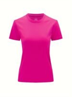 Solid Crew Neck T-Shirt, Casual Short Sleeve Top For Spring & Summer, Women'S Clothing - Image 7