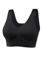 3Pcs Women'S Plus Size Black Sports Bras - Wireless, Padded, Full Coverage, Nylon Blend, Medium Support For Running, Yoga & Workouts, Yoga Apparel | Sleek Design | Comfort Fit, Workout Accessories - Image 7