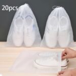 20Pcs/Set White Portable Shoes Bag, Non-Woven Fabric Drawstring Shoes Storage Bag Anti-Yellow Dry Bag Travel Storage Pouch Shoe Dust Bags
