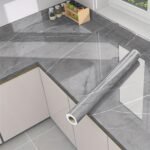 1 Roll Self-Adhesive Marble Texture Kitchen & Bathroom Wallpaper - Removable Peel & Stick Film With White/Gray/Black Marble Pattern, Glossy Finish, Easy Application For Countertops, Walls, Sinks, Shower Doors - Durable Surface Protector, Scratch &, Easy Clean, Peelable Film, Textured Surface, Seamless Matching, Suitable For Cabinets & Desks, Modern Marble Design - Image 7