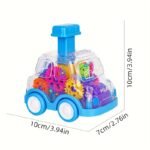 Interactive Transparent Gear Toy Car With Moving Parts - Push-Forward & Press-Play Mechanism, Durable Plastic Construction, Color-Changing Gears, Educational Learning For Boys & Girls, Educational Toy | Interactive Design | Color Changing Gears - Image 2