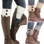 Button Detail Leg Warmers, Crochet Knitted Boot Leg Warmers Socks, Women'S Stockings & Hosiery - Image 2