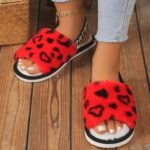 Cozy Leopard Print Women'S Plush Slippers - Warm, Breathable Fabric Indoor Shoes With Eva Sole, Pink Trim - Perfect For Home, Dorm | All-Season Comfort, Ladies Slippers - Image 9