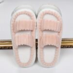 Women'S Double Straps Plush Slippers, Solid Color Open Toe Non Slip Comfy Slides Shoes, Fashion Indoor Platform Slippers - Image 10