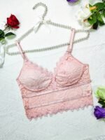 Floral Lace Push Up Cami Coeset, Contrast Mesh Hollow Out Crop Top Bra, Women'S Lingerie & Underwear - Image 5