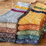 5/10 Pairs Men'S Casual Striped Retro Blend Knitted Socks Thick, Soft, Warm, Breathable & Moisture- Crew Socks For Boys, Autumn/Winter Socks - Image 2