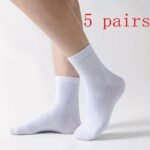 5/10 Pairs Of Men'S Trendy Letter Pattern Crew Socks, Breathable Comfy Casual Unisex Socks For Men'S Outdoor Wearing All Seasons Wearing - Image 9