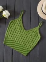 Valentine'S Day Knitted Cami Crop Top, Versatile Sleeveless Casual Top For Spring & Summer, Women'S Clothing - Image 2