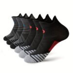 Acefine 6Pairs Men'S Compression Athletic Socks, Casual Ear Lifting Running Socks, Mesh Breathable Moisture Wicking Sweat Wicking Sports Socks - Image 2