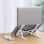 Back-To-School Foldable Adjustable Laptop Stand - 54.61Cm X 71.12Cm Desktop Cooling Base, White/Black, Anti-Slip Rubber Pads For Computers & Phones, Ergonomic Height Adjustment, Lightweight Design, Space-Saving Riser For Notebooks, Perfect Gift For Independence Day Or Summer Vacation - Image 4