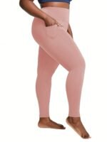 Plus Size - Women'S High-Waist 9/3 Length Leggings With Side Pockets - Stretchy, Solid Color, Casual Leggings For Daily Wear, Leggings | Highwaist Leggings | Comfortable Fit - Image 2