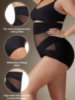 1Pc High-Waist Tummy Control Shaping Panties With Cross-Compression Design - Seamless, No-Show Underwear For Women, Nylon & Elastane Blend, Machine Washable, Elegant Solid Color, Slimming Fit For Belly & Hips, Waist Slimming Panties|Crosscompression Panties|Before After Comparison, Tummy Control Underwear - Image 9