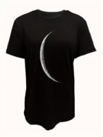Moon Print Crew Neck T-Shirt, Casual Short Sleeve T-Shirt For Spring & Summer, Women'S Clothing - Image 7