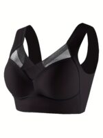 Mesh Stitching Wireless Bra, Comfy & Breathable Full Coverage Bra, Women'S Lingerie & Underwear - Image 6