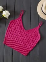 Valentine'S Day Knitted Cami Crop Top, Versatile Sleeveless Casual Top For Spring & Summer, Women'S Clothing - Image 6