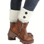 Button Detail Leg Warmers, Crochet Knitted Boot Leg Warmers Socks, Women'S Stockings & Hosiery