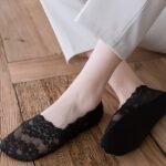 5-Pack Women'S Non-Slip Boat Socks - Floral Lace-Like Pattern, No-Slip Grip & Secure Fit, Soft Pastel Pink/Beige Everyday & Formal Footwear - For Casual, Office, Party Events - Easy Hand Wash Care, Casual Comfort, Delicate Design, Breathable Fabric, Office Professionals - Image 2