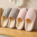 Women'S Indoor Plush Lined Flat Slippers, Warm & Comfy Closed Toe Slides Shoes, House Non-Slip Shoes - Image 4
