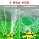 1Pc Lawn Automatic Sprinkler 360? Rotating 3 Adjustable Rotating Arms Combinable Multi-Angle Large Area Coverage For Garden Lawn Automatic Irrigation Roof Cooling, Yellow - Image 2