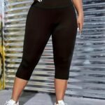 Plus Size Solid Skinny Capri Leggings, Casual Every Day Stretchy Leggings, Women'S Plus Size Clothing