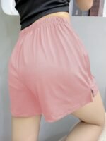 Plus Size Simple Pajama Bottoms, Women'S Plus Solid Elastic Waist Split Hem Loose Loungewear Shorts - Image 2