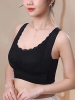 Contrast Lace Wireless Bra, Comfy & Breathable Criss Cross Back Bra, Women'S Lingerie & Underwear - Image 9