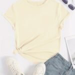 Solid Basic T-Shirt, Casual Crew Neck Short Sleeve Versatile T-Shirt, Women'S Clothing