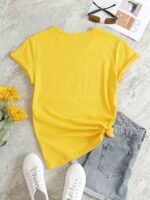 Crown Letter Print Crew Neck T-Shirt, Casual Short Sleeve T-Shirt For Spring & Summer, Women'S Clothing - Image 6