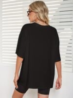 6917 Women'S Light Blue Joyful Face Graphic Print T-Shirt - High Elasticity Loose Fit Drop Shoulder Short Sleeve Round Neck Casual Summer Top, Ladies T Shirts, Comfortable Tee, Stretchy Fabric - Image 8