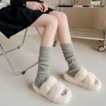 Cozy Leg Warmers For Women - Soft White Ribbed Cuff, Fluffy Fleece-Lined, Perfect For Cold Weather, Versatile With Jk Style, Winter Accessories|Ribbed Texture|Soft Material - Image 7