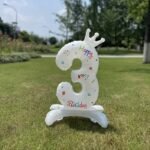 32-Inch White Crown Number Balloon With Colorful Designs ? Aluminum Film, Perfect For Birthday Party Decorations, Festive Event Accessory | Festive Design | Shiny Finish, Birthday Party Decorations