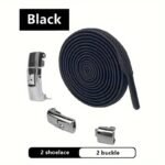 1Pair Elastic No-Tie Shoelaces, Lazy Metal Lock Laces For Women & Men - Image 5