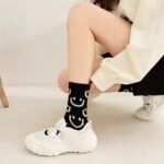 5 Pairs Of Black Joyful Face Women'S Socks - Image 8