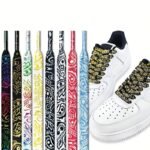 1 Pair Fashion Pattern Print Shoelace For Canvas Shoes Sneakers, Men & Women