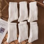 6 Pairs Of Men'S Solid Breathable Crew Socks, Comfy Thermal Casual Softs Socks, Winter & Autumn - Image 2